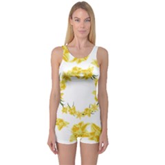 Daffodils Illustration  One Piece Boyleg Swimsuit by vanessagf