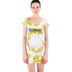 Daffodils Illustration  Short Sleeve Bodycon Dress by vanessagf