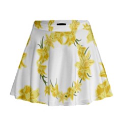 Daffodils Illustration  Mini Flare Skirt by vanessagf