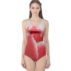 Red Tulip Watercolor Painting One Piece Swimsuit by picsaspassion