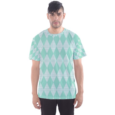 Mint Color Diamond Shape Pattern Men s Sport Mesh Tee by picsaspassion