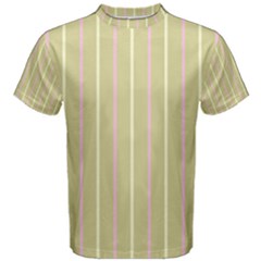 Summer Sand Color Pink And Yellow Stripes Men s Cotton Tee by picsaspassion