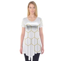 Honeycomb Pattern Graphic Design Short Sleeve Tunic  by picsaspassion