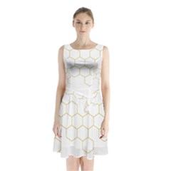 Honeycomb Pattern Graphic Design Sleeveless Chiffon Waist Tie Dress by picsaspassion