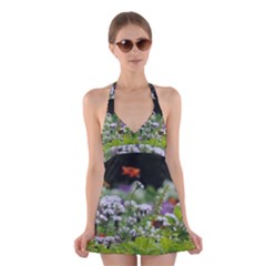 Wild Flowers Halter Swimsuit Dress by picsaspassion