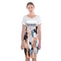 Copper and Blue Brushstrokes Classic Short Sleeve Midi Dress View1