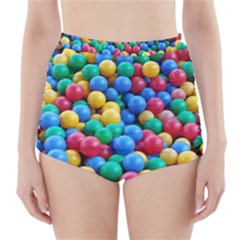 Funny Colorful Red Yellow Green Blue Kids Play Balls High-waisted Bikini Bottoms by yoursparklingshop