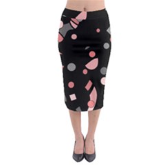 Pink And Gray Abstraction Midi Pencil Skirt