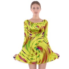 Leaf And Rainbows In The Wind Long Sleeve Skater Dress by pepitasart