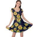 Daisy Flower Pattern For Summer Cap Sleeve Dresses View1