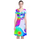 Abstract Color Dream Short Sleeve Front Wrap Dress View1