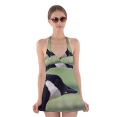 Goose, Black And White Halter Swimsuit Dress by picsaspassion