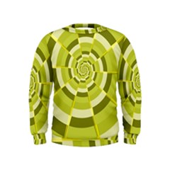 Crazy Dart Green Gold Spiral Kids  Sweatshirt by designworld65