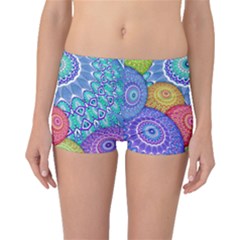 India Ornaments Mandala Balls Multicolored Boyleg Bikini Bottoms by EDDArt