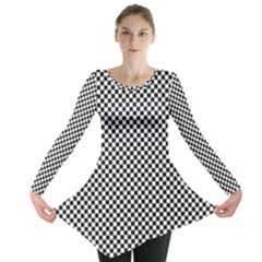 Sports Racing Chess Squares Black White Long Sleeve Tunic  by EDDArt