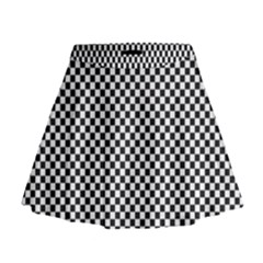 Sports Racing Chess Squares Black White Mini Flare Skirt by EDDArt