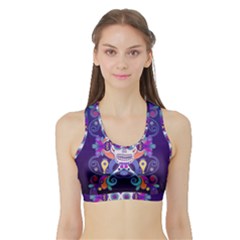 Día De Los Muertos Skull Ornaments Multicolored Sports Bra With Border by EDDArt