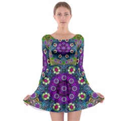 Colors And Flowers In A Mandala Long Sleeve Skater Dress by pepitasart