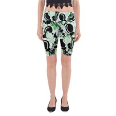 Green Abstract Garden Yoga Cropped Leggings