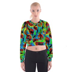 Colorful Smoothie  Women s Cropped Sweatshirt by Valentinaart