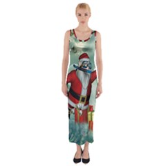 Funny Santa Claus In The Underwater World Fitted Maxi Dress by FantasyWorld7