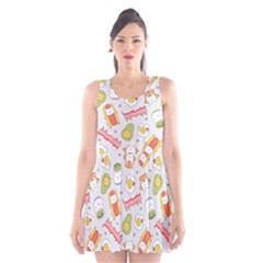 Funny Cat Food Succulent Pattern  Scoop Neck Skater Dress by kostolom3000shop