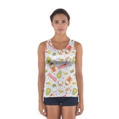 Funny Cat Food Succulent Pattern  Women s Sport Tank Top  by kostolom3000shop