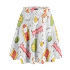 Funny Cat Food Succulent Pattern  High Waist Skirt by kostolom3000shop