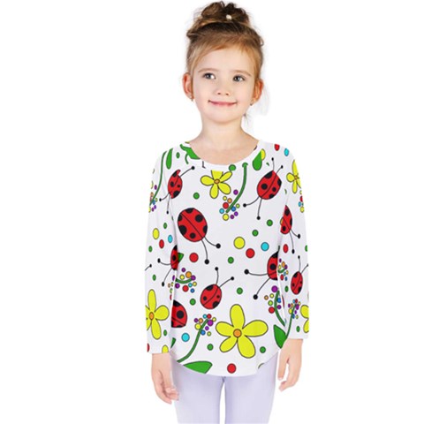 Ladybugs Kids  Long Sleeve Tee by Valentinaart