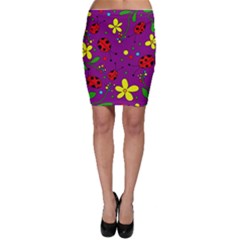 Ladybugs - Purple Bodycon Skirt by Valentinaart