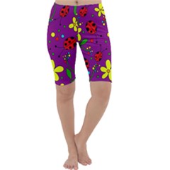 Ladybugs - Purple Cropped Leggings  by Valentinaart