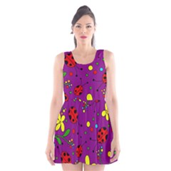 Ladybugs - Purple Scoop Neck Skater Dress by Valentinaart