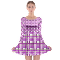 Purple Plaid Pattern Long Sleeve Skater Dress by Valentinaart