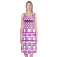 Purple Plaid Pattern Midi Sleeveless Dress by Valentinaart