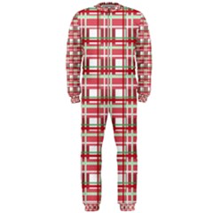 Red Plaid Pattern Onepiece Jumpsuit (men)  by Valentinaart