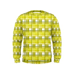 Yellow Plaid Pattern Kids  Sweatshirt by Valentinaart