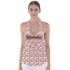 Gorgeous Pink Flower Pattern Babydoll Tankini Top by Brittlevirginclothing