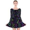 Decorative Xmas pattern Long Sleeve Velvet Skater Dress View1