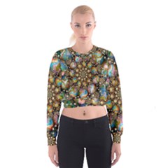 Marbled Spheres Spiral Women s Cropped Sweatshirt by WolfepawFractals