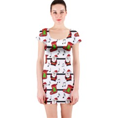 Xmas Song Pattern Short Sleeve Bodycon Dress by Valentinaart