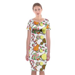 Xmas Candy Pattern Classic Short Sleeve Midi Dress by Valentinaart