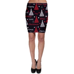 New Year Pattern - Red Bodycon Skirt by Valentinaart