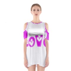 Pink Love Hearts Typography Cutout Shoulder Dress by yoursparklingshop