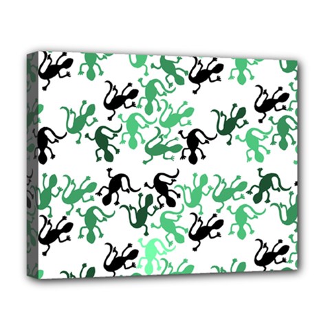 Lizards Pattern - Green Deluxe Canvas 20  X 16   by Valentinaart