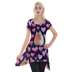 Crazy Cat Love Short Sleeve Side Drop Tunic by BubbSnugg