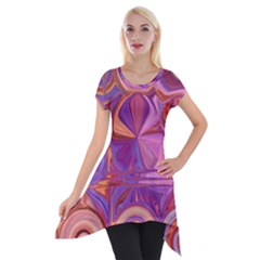 Candy Abstract Pink, Purple, Orange Short Sleeve Side Drop Tunic by digitaldivadesigns