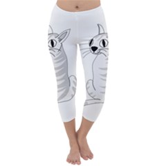 White Cat  Capri Winter Leggings  by Valentinaart