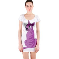 Purple Cat Short Sleeve Bodycon Dress by Valentinaart