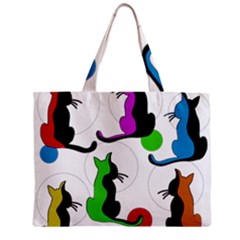 Colorful Abstract Cats Zipper Mini Tote Bag by Valentinaart