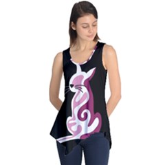 Pink Abstract Cat Sleeveless Tunic by Valentinaart